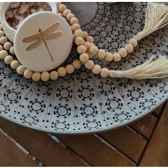 Bead Garland Wooden Boho Cottage Decor Farmhouse Mantel Accent Table Decoration - Picture 4 of 5